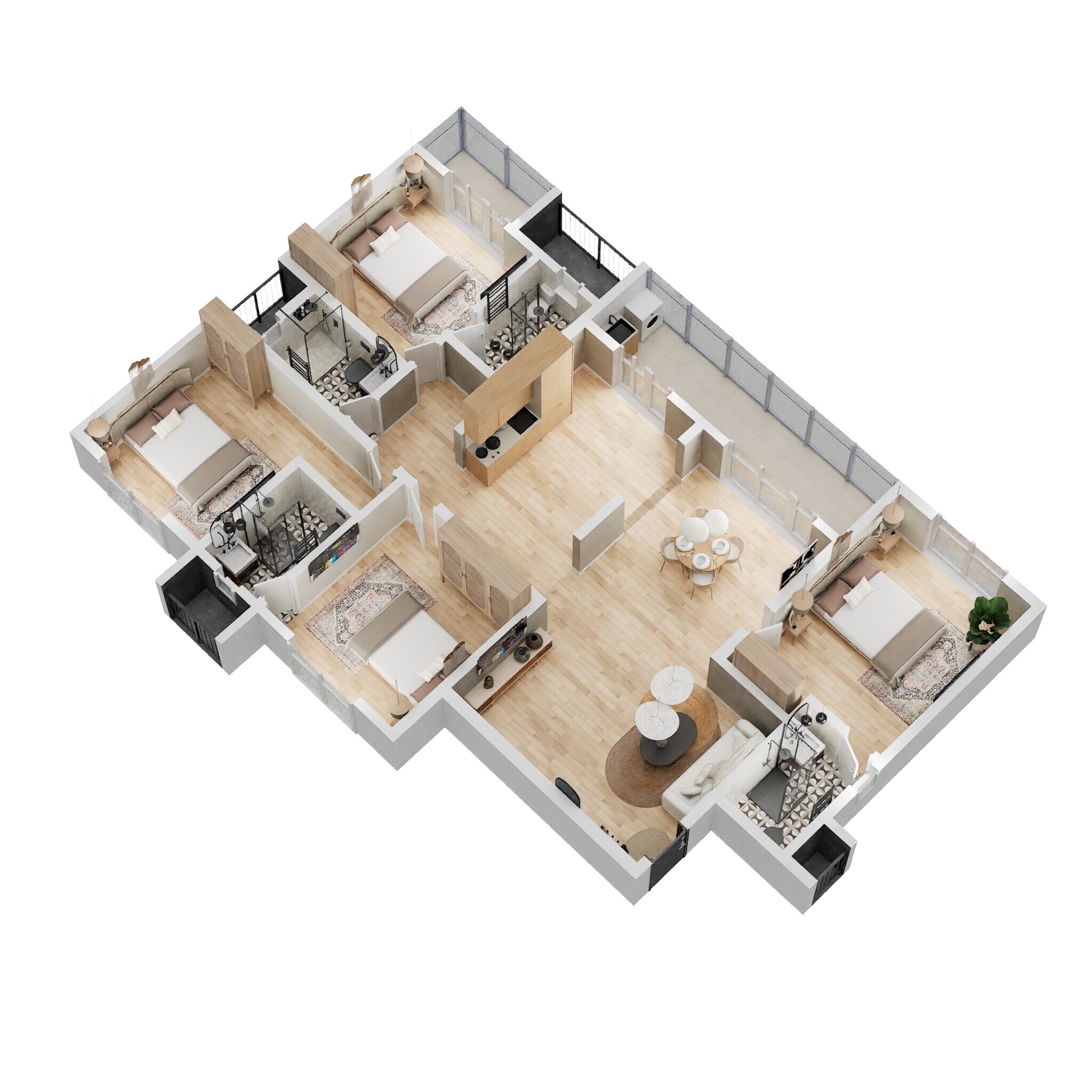 Floor plan of 4 BHK 2145 Sq. Ft. Apartment in Mana Dale, Bangalore