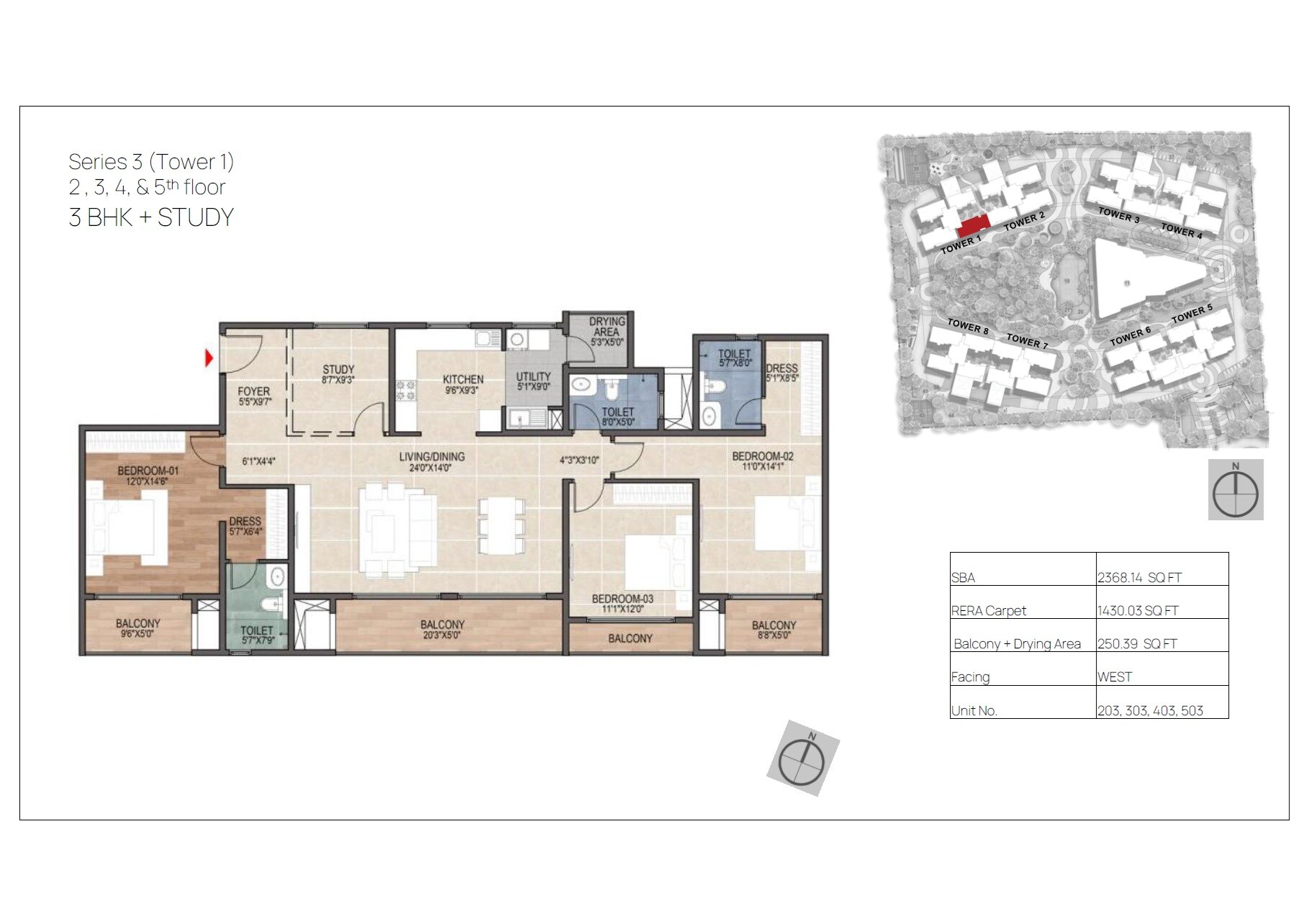 Floor plan of 2 BHK 2368 Sq. Ft. Apartment in Mana Forest Province, Bangalore