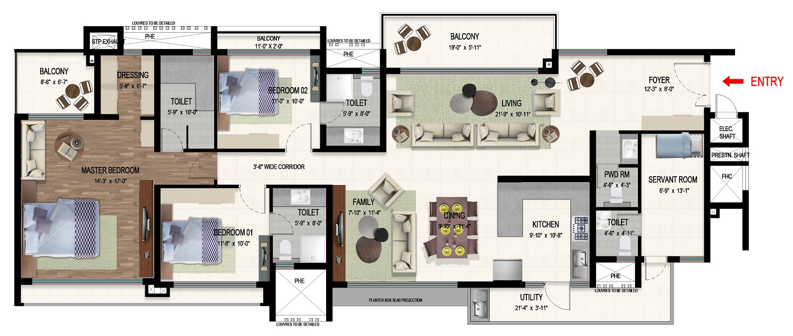 3 BHK 2711 Sq. Ft. Apartment in Mana Jardin Neo