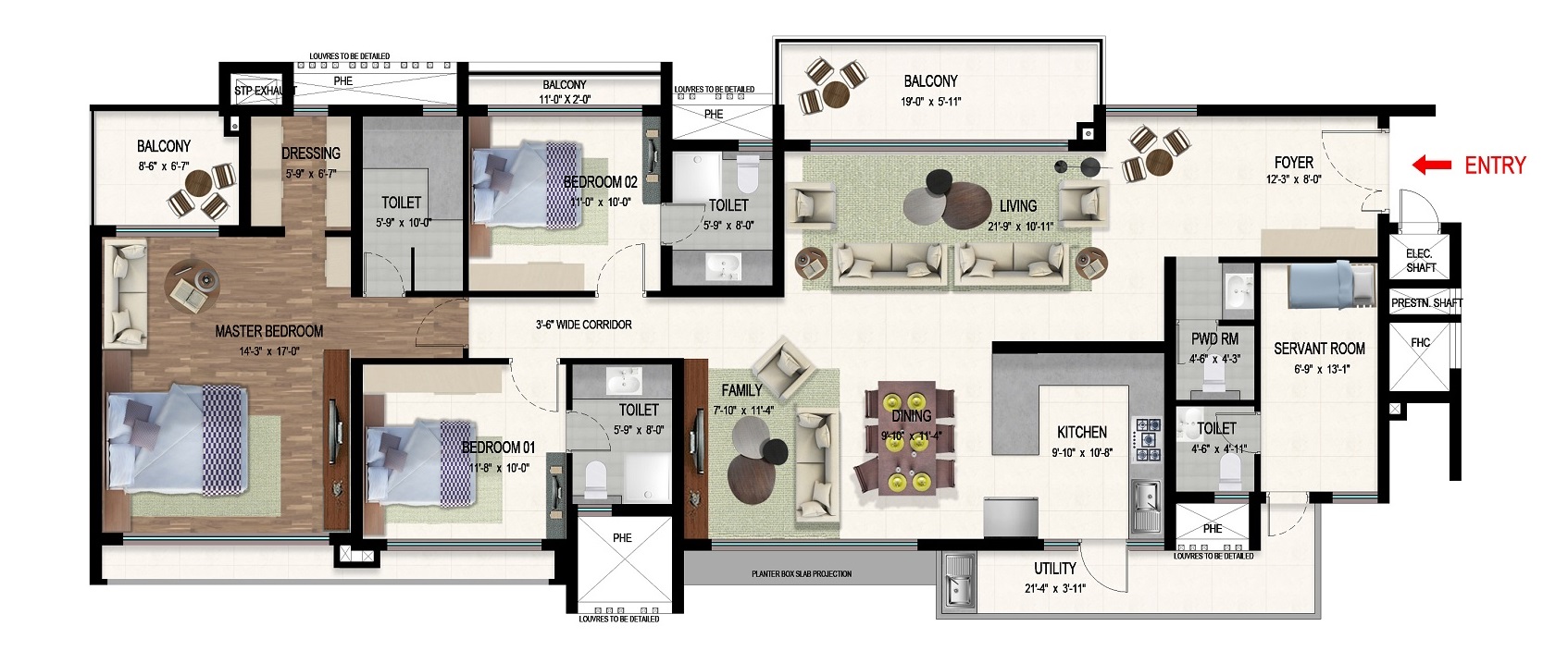 3 BHK 2711 Sq. Ft. Apartment in Mana Jardin Neo