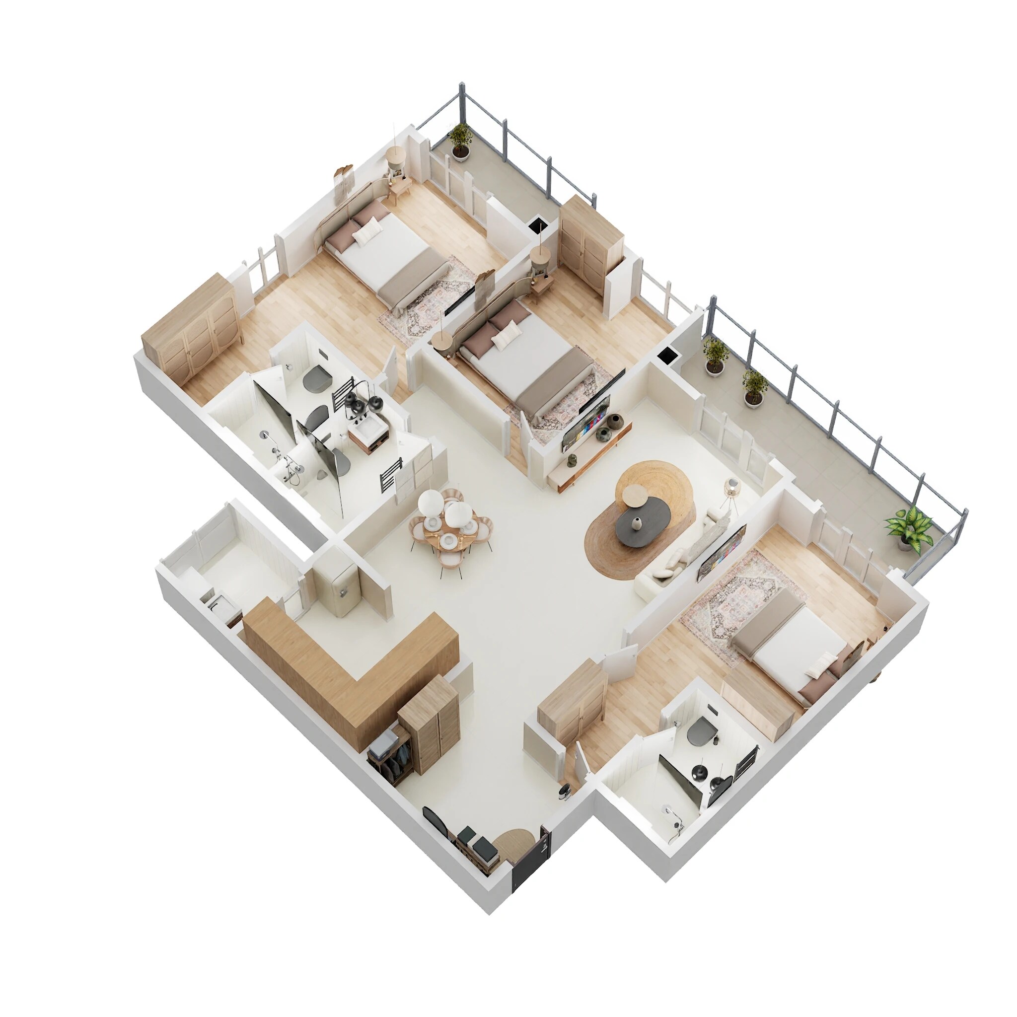 Floor plan of 3 BHK 1953 Sq. Ft. Apartment in Mana The Right Life, Bangalore