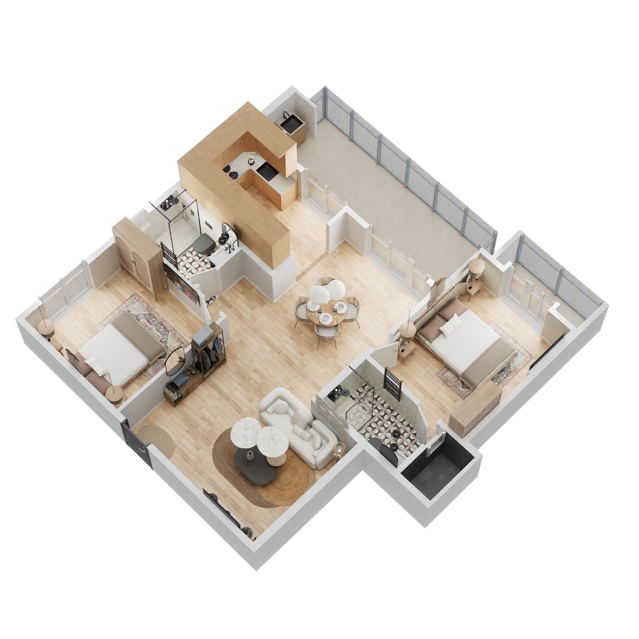 Floor plan of 2 BHK 1236 Sq. Ft. Apartment in Mana Verdant, Bangalore