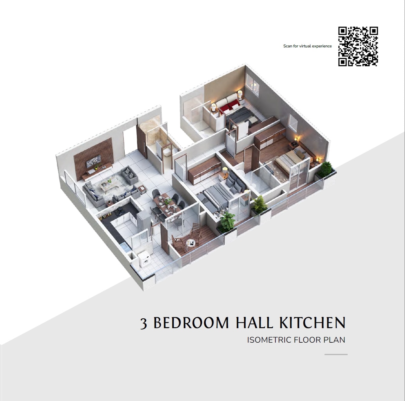 Floor plan of 3 BHK 1161 Sq. Ft. Apartment in Mana Verdant Terraces, Bangalore