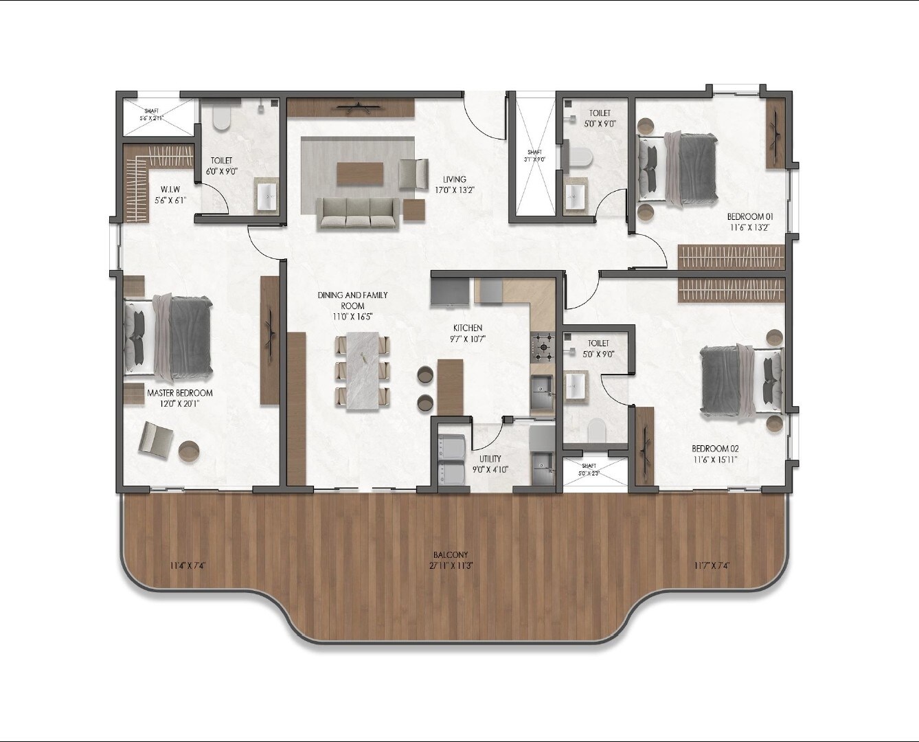 3 BHK 2700 Sq. Ft. Apartment