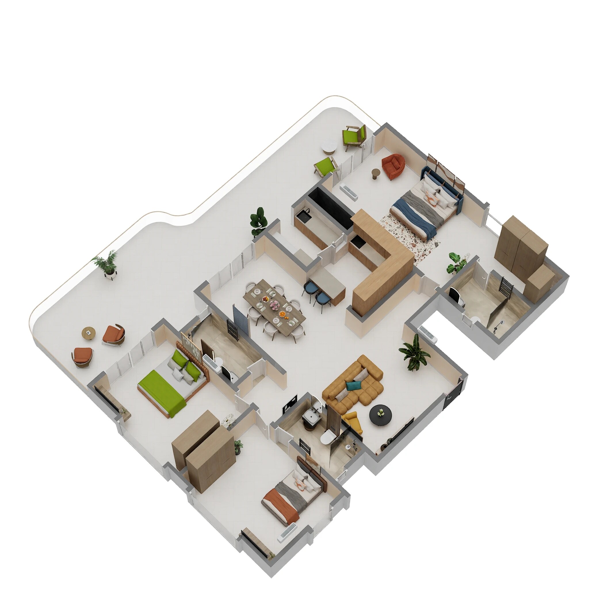 3 BHK 1950 Sq. Ft. Apartment