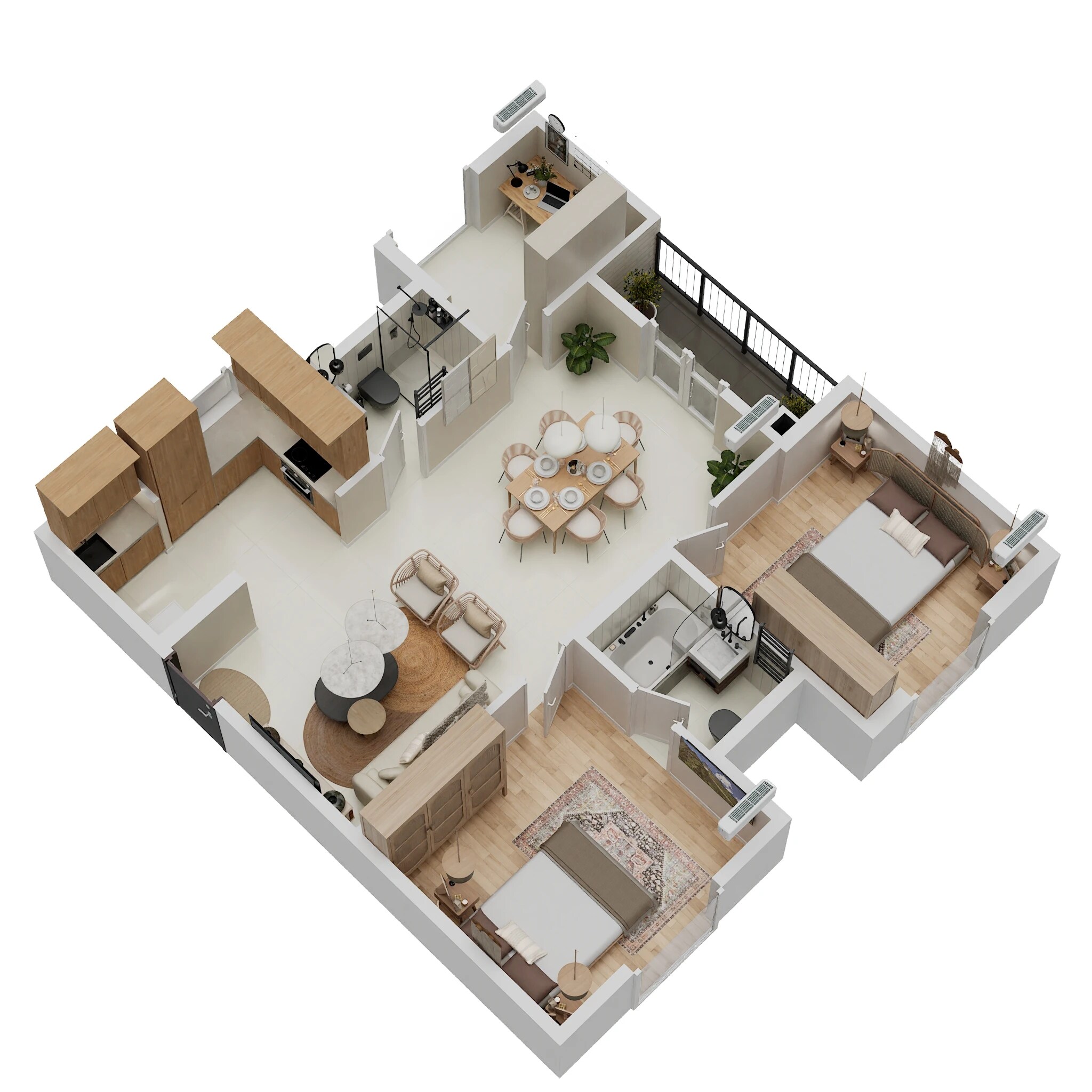 Floor plan of 2 BHK 1135 Sq. Ft. Apartment in Mana Vista, Bangalore