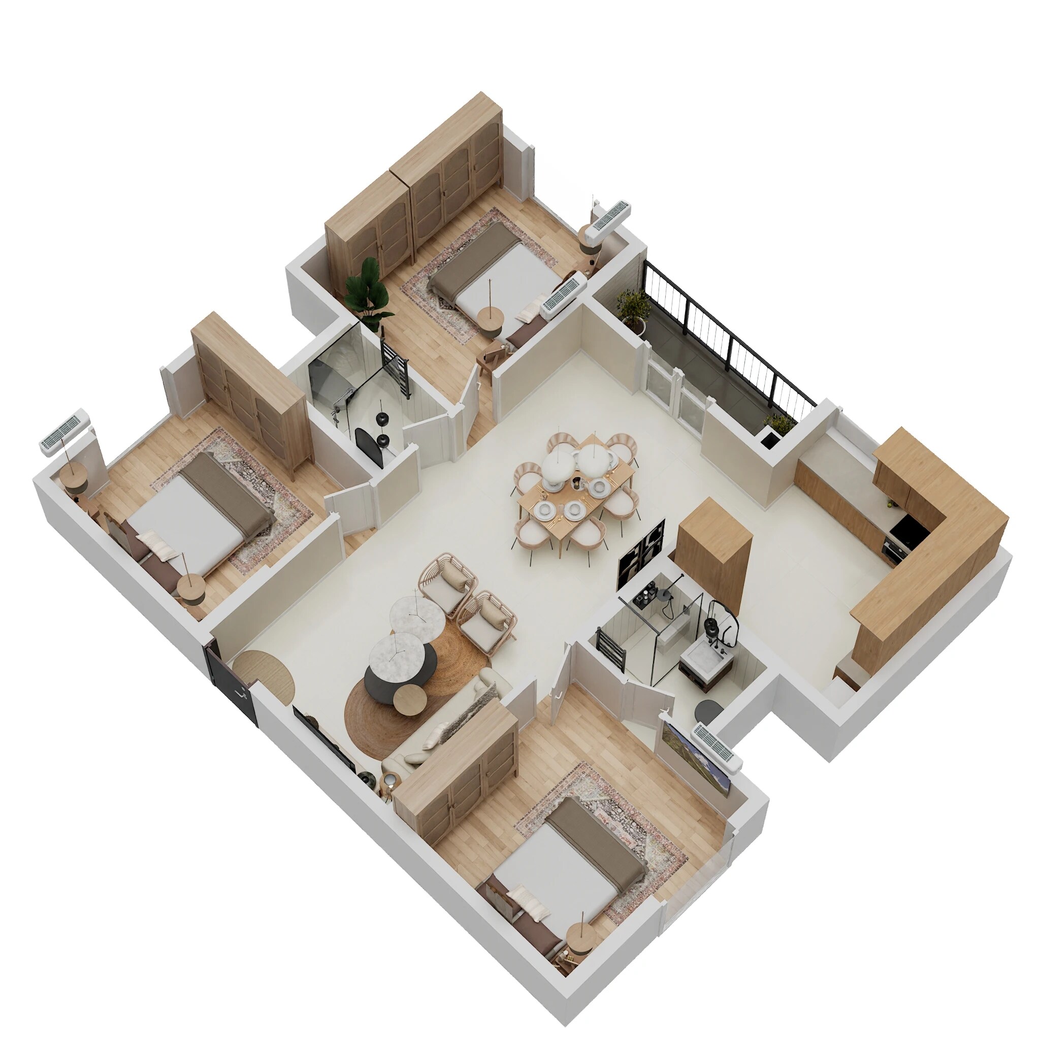 Floor plan of 3 BHK 1357 Sq. Ft. Apartment in Mana Vista, Bangalore