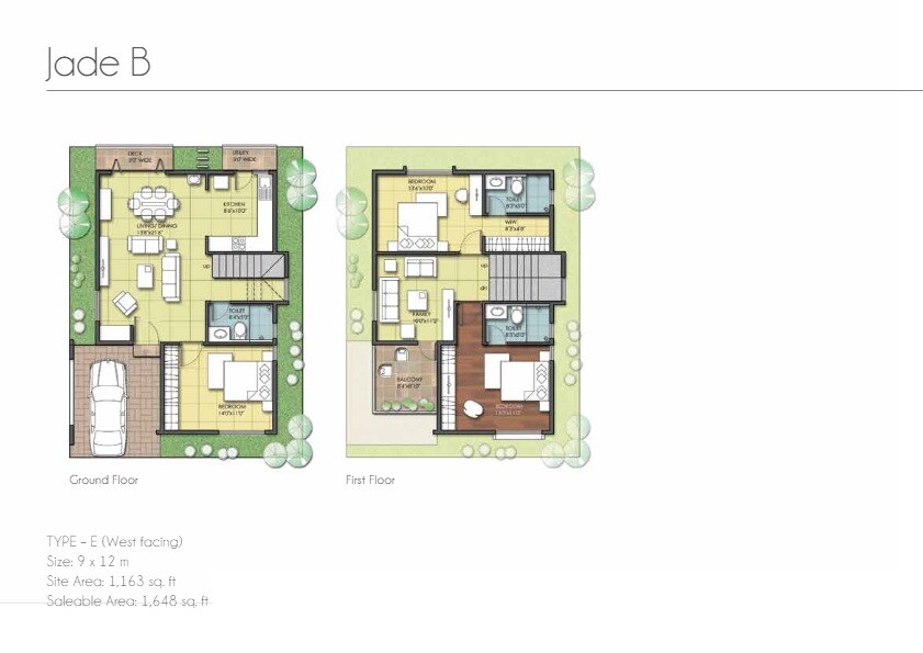 Floor plan of 3 BHK 1648 Sq. Ft. Villa in Manar Pureearth, Bangalore