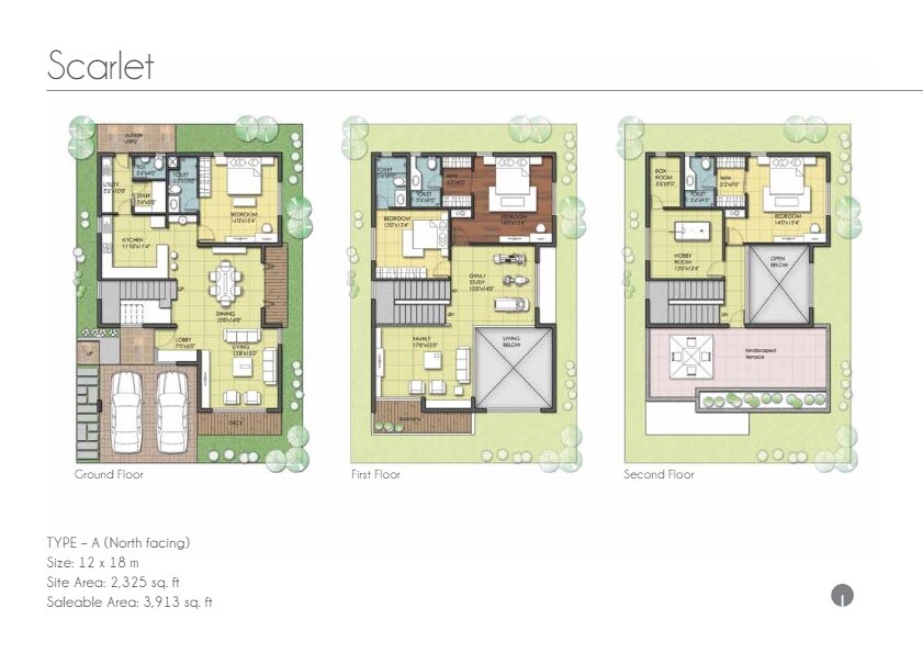 Floor plan of 5 BHK 3913 Sq. Ft. Villa in Manar Pureearth, Bangalore