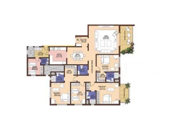Floor plan of 3 BHK 2485 Sq. Ft. Apartment in Mantri Blossom, Bangalore