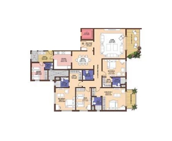 Floor plan of 3 BHK 2575 Sq. Ft. Apartment in Mantri Blossom, Bangalore