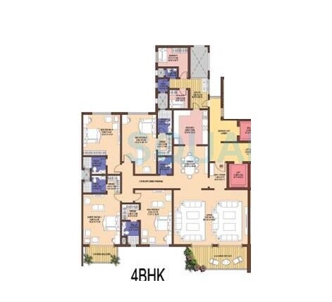 Floor plan of 4 BHK 3820 Sq. Ft. Apartment in Mantri Blossom, Bangalore