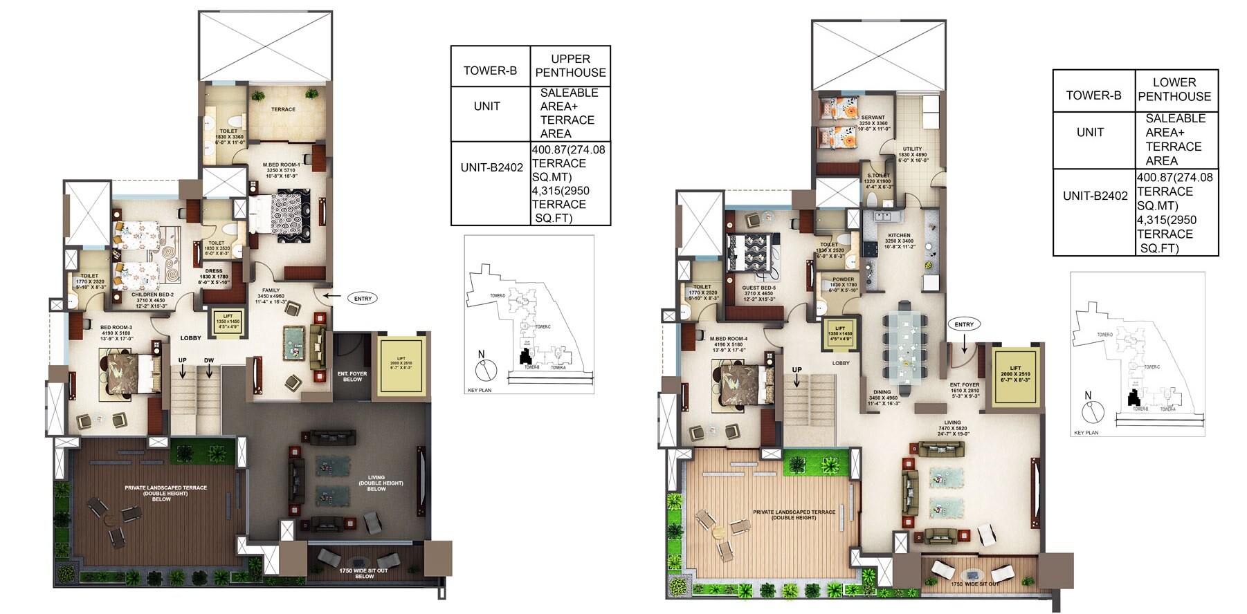 Floor plan of 5 BHK 4315 Sq. Ft. Apartment in Mantri Blossom, Bangalore