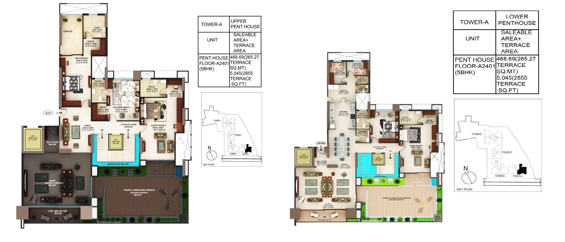 Floor plan of 5 BHK 5045 Sq. Ft. Apartment in Mantri Blossom, Bangalore