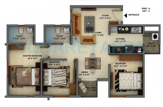 3 BHK 1330 Sq. Ft. Apartment
