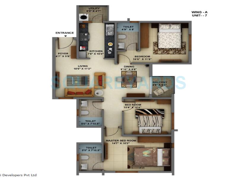 mantri energia apartment 3bhk 1330sqft 1