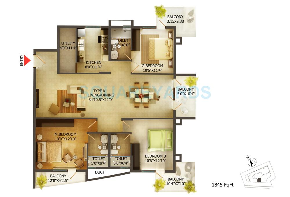 mantri global heights apartment 3bhk 1845sqft 1