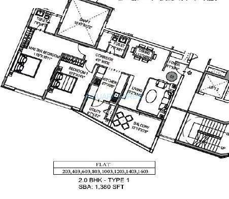 2 BHK 1380 Sq. Ft. Apartment in Mantri Lithos