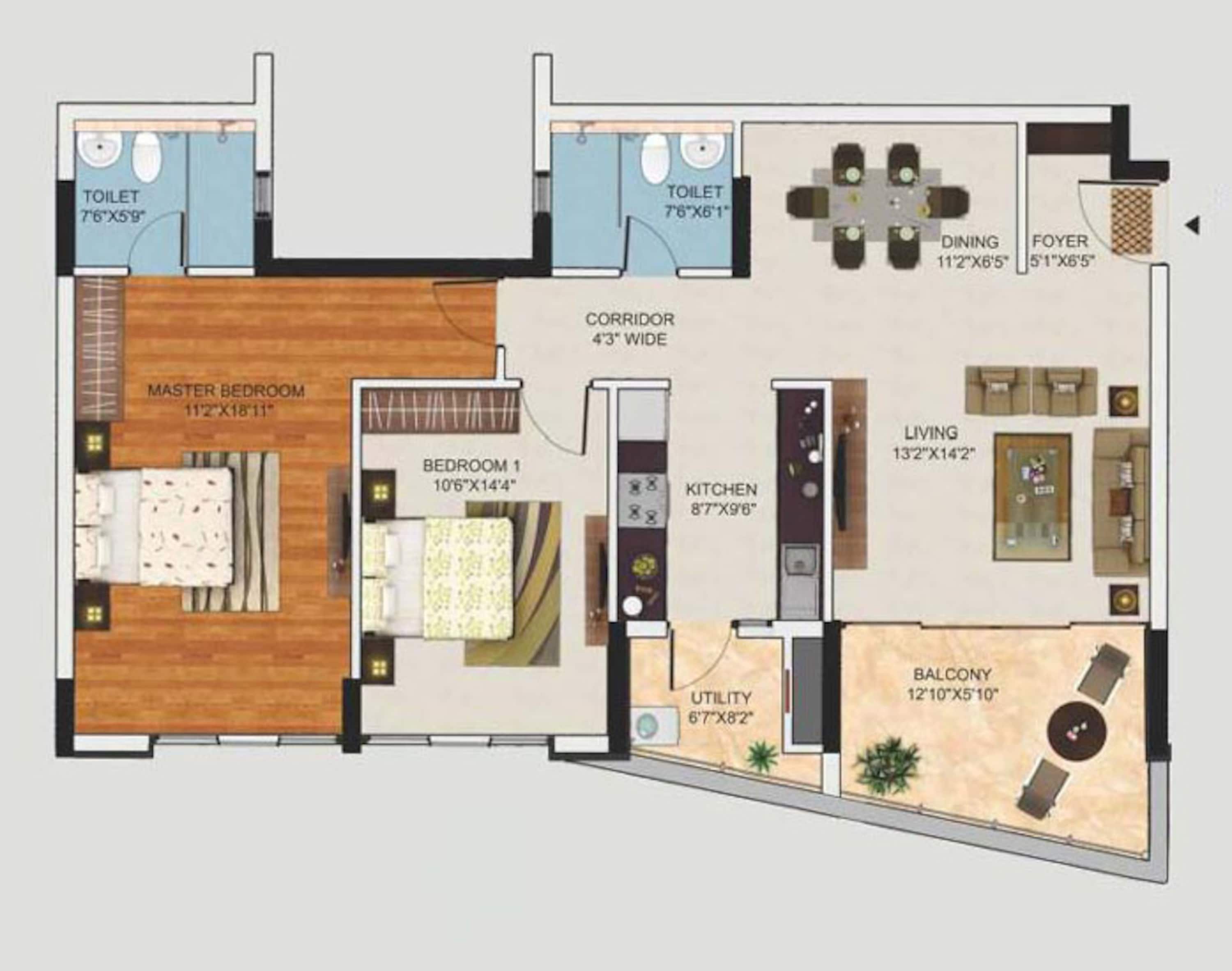 mantri lithos apartment 2bhk 1440sqft1