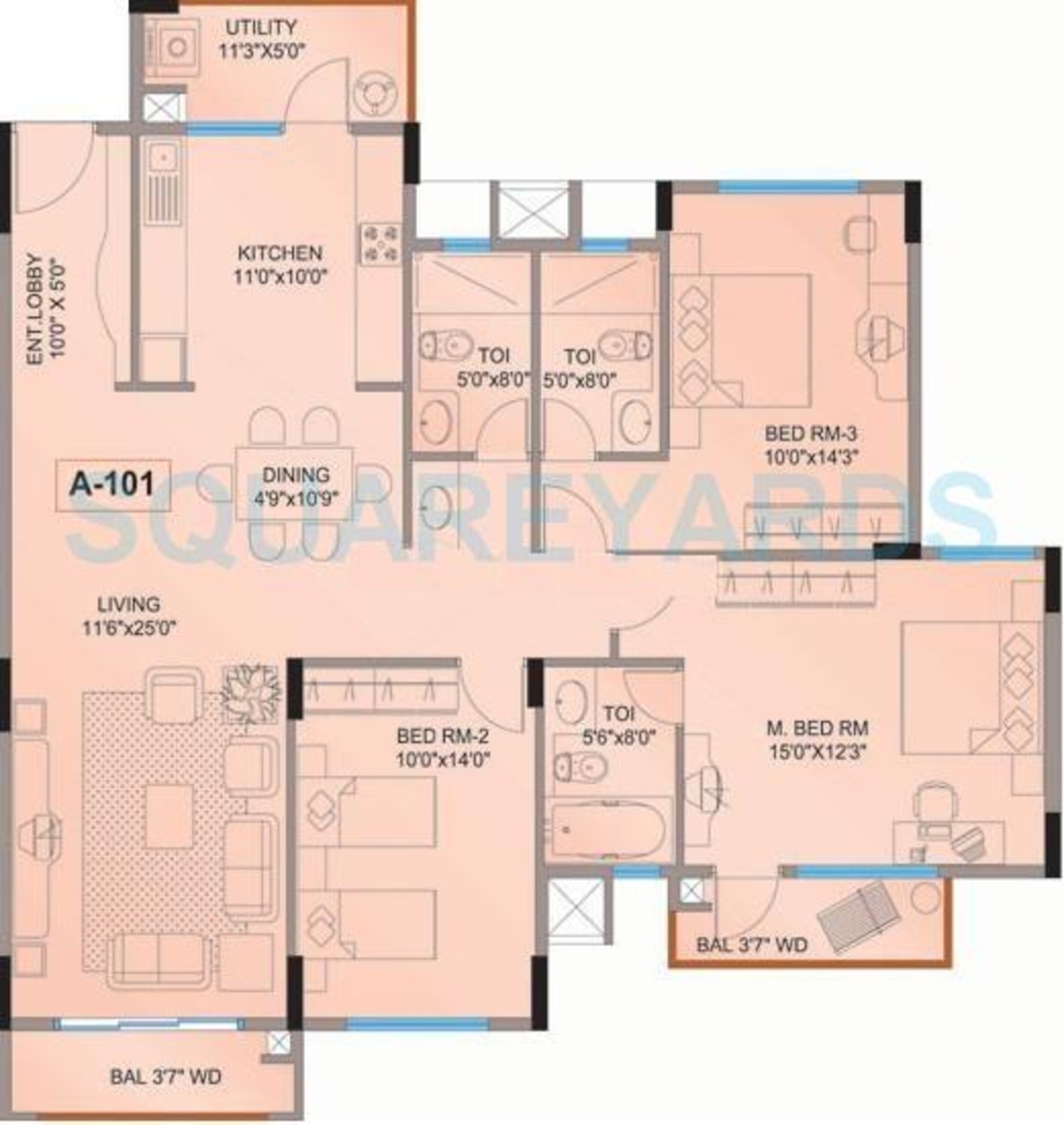 mantri mantri flora apartment 3bhk 1630sqft1