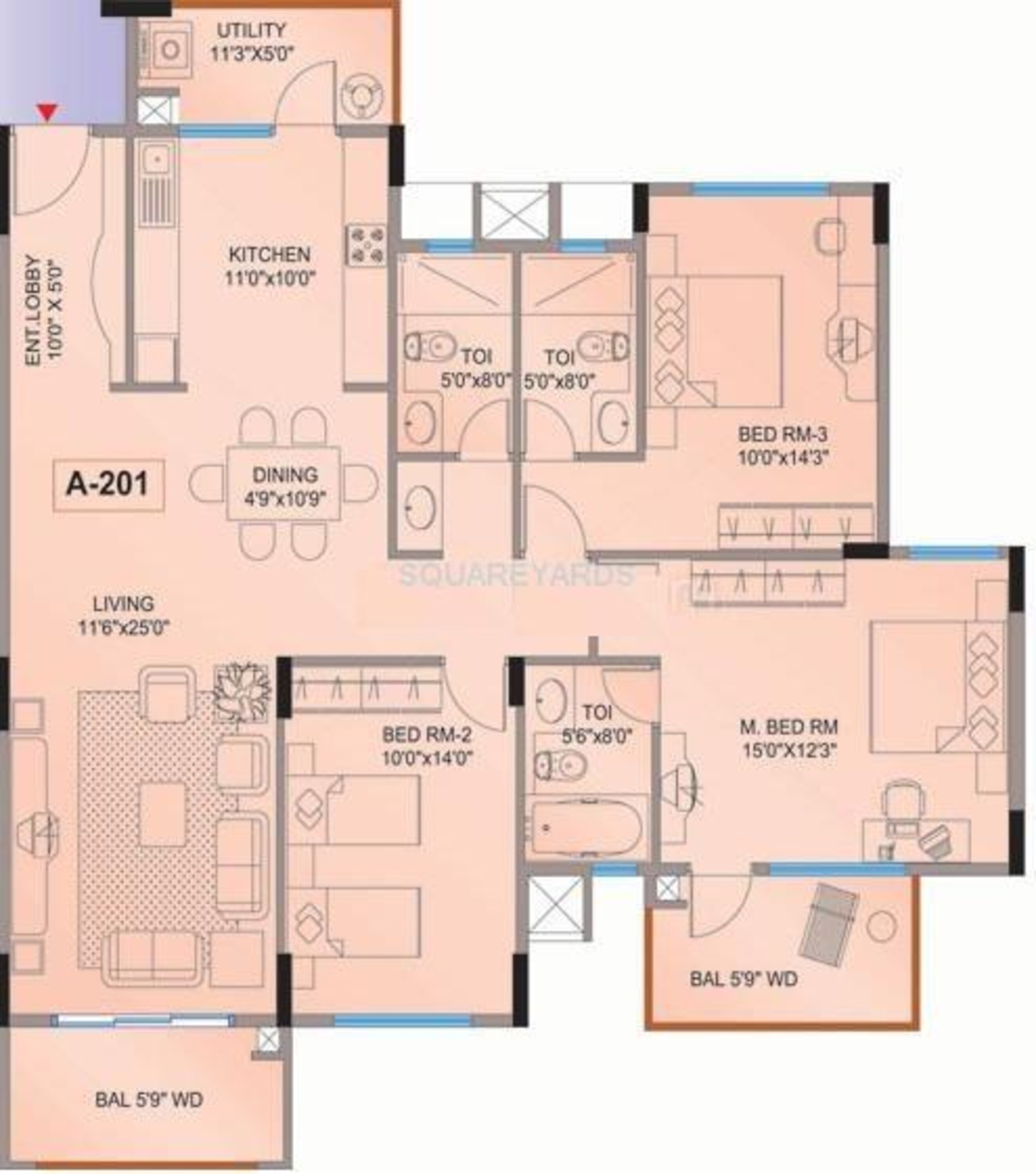 mantri mantri flora apartment 3bhk 1695sqft1