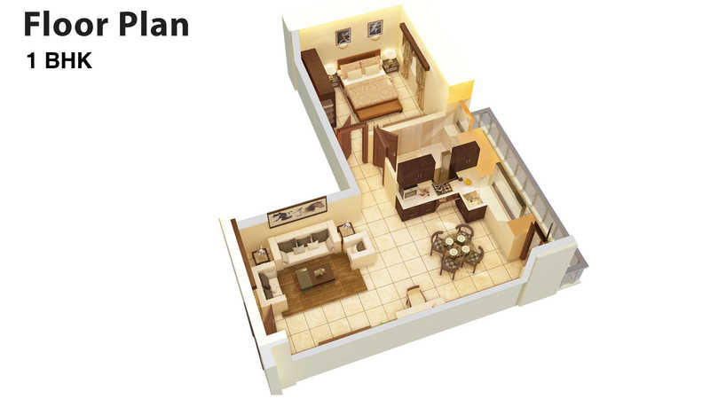 Floor plan of 1 BHK 730 Sq. Ft. Apartment in Mantri Primus Eden, Bangalore