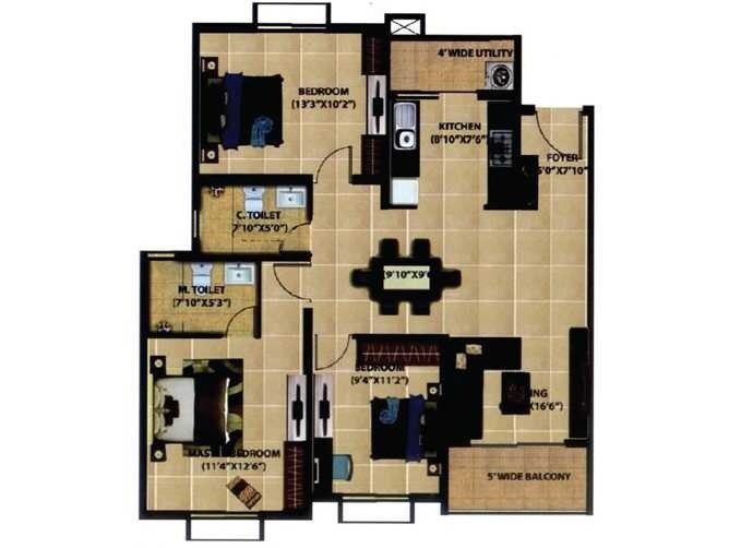 Other, mantri-serenity 3 Bedroom 1710 Sq.Ft. Apartment In Kanakapura Road Bangalore 9381434