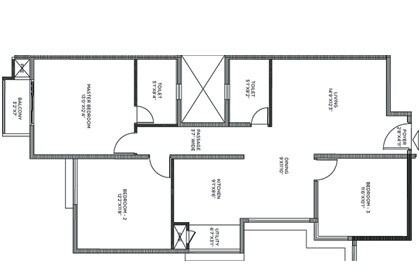 Floor plan of 2 BHK 1010 Sq. Ft. Apartment in Mantri Webcity, Bangalore