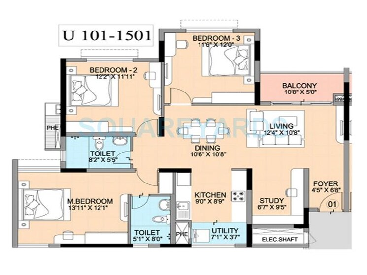 Other, mantri-webcity 3 Bedroom 1011 Sq.Ft. Apartment In Hennur Bangalore 9003426