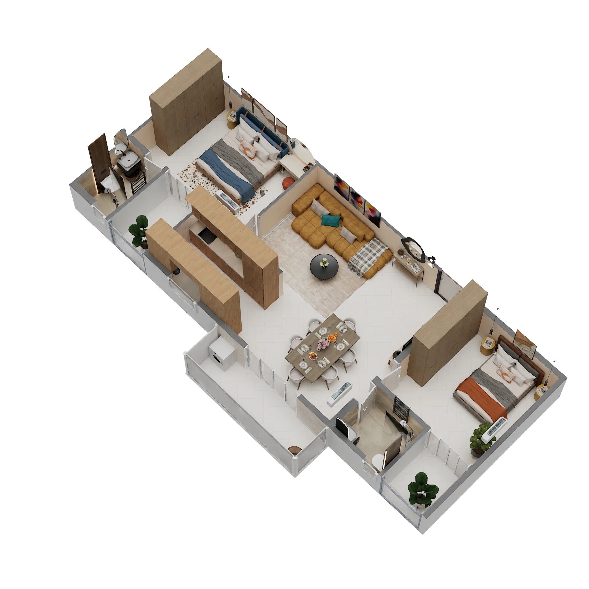 Floor plan of 2 BHK 1277 Sq. Ft. Apartment in Maruti Akrida, Bangalore