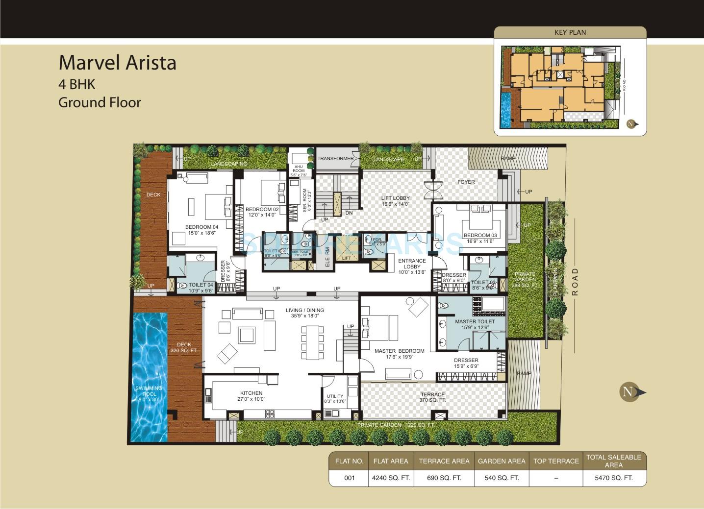 Floor plan of 4 BHK 5470 Sq. Ft. Apartment in Marvel Arista, Bangalore
