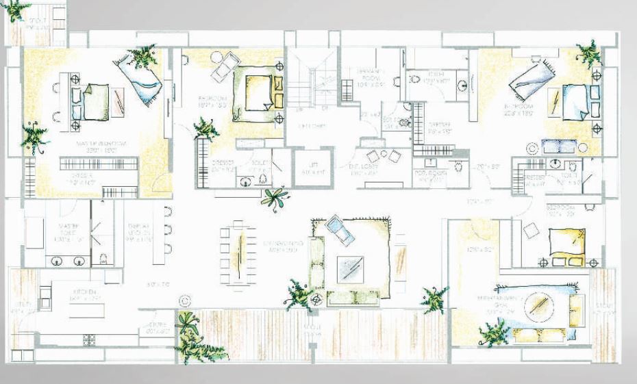 Floor plan of 3 BHK 3157 Sq. Ft. Apartment in Marvel Orial, Bangalore