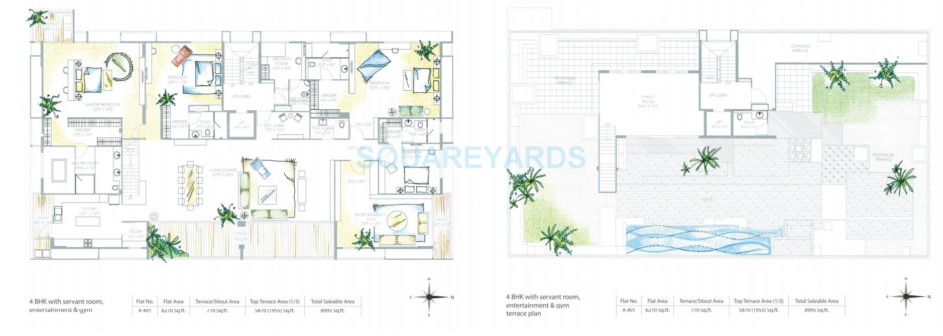 Floor plan of 4 BHK 8995 Sq. Ft. Apartment in Marvel Orial, Bangalore