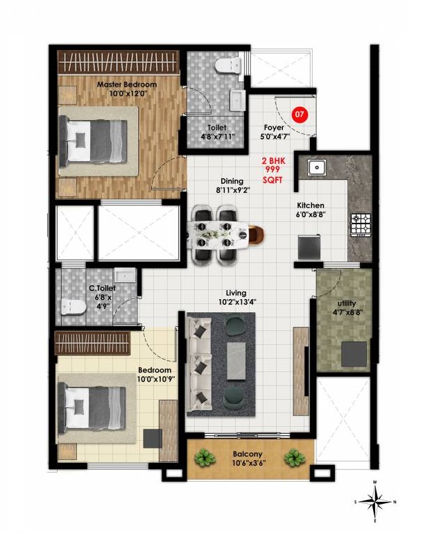 2 BHK 999 Sq. Ft. Apartment in Maryiam Pacific Legacy