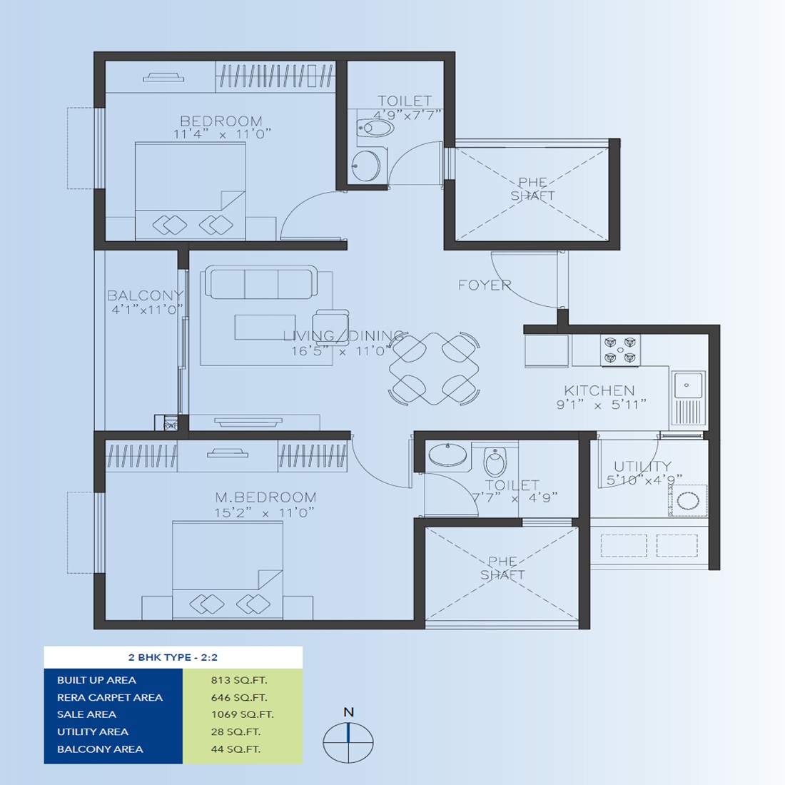 2 BHK 1069 Sq. Ft. Apartment in Max North Park Yelahanka