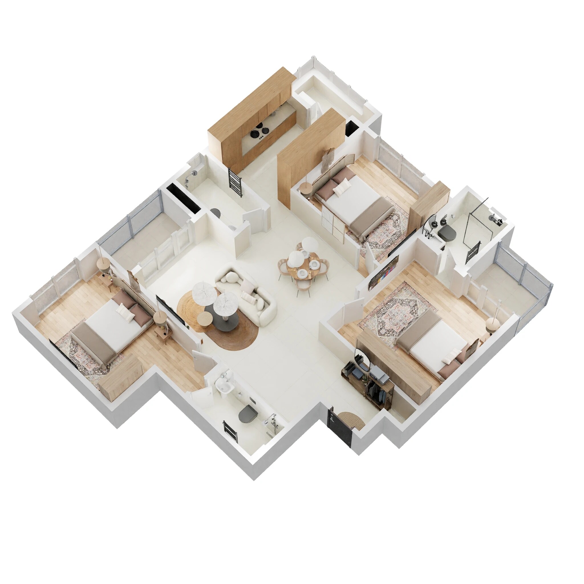 Floor plan of 3 BHK 1596 Sq. Ft. Apartment in Max North Park Yelahanka, Bangalore
