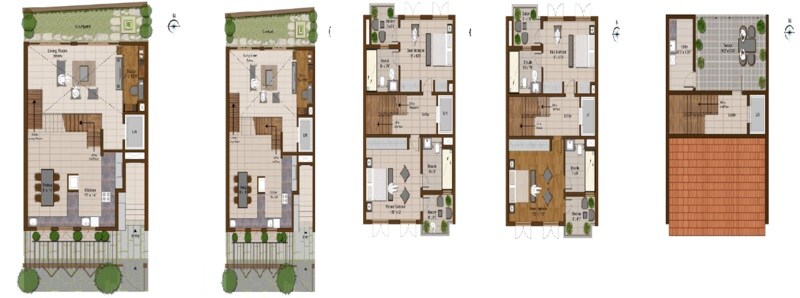 Floor plan of 4 BHK 4216 Sq. Ft. Row House in Maysons Udbhava, Bangalore