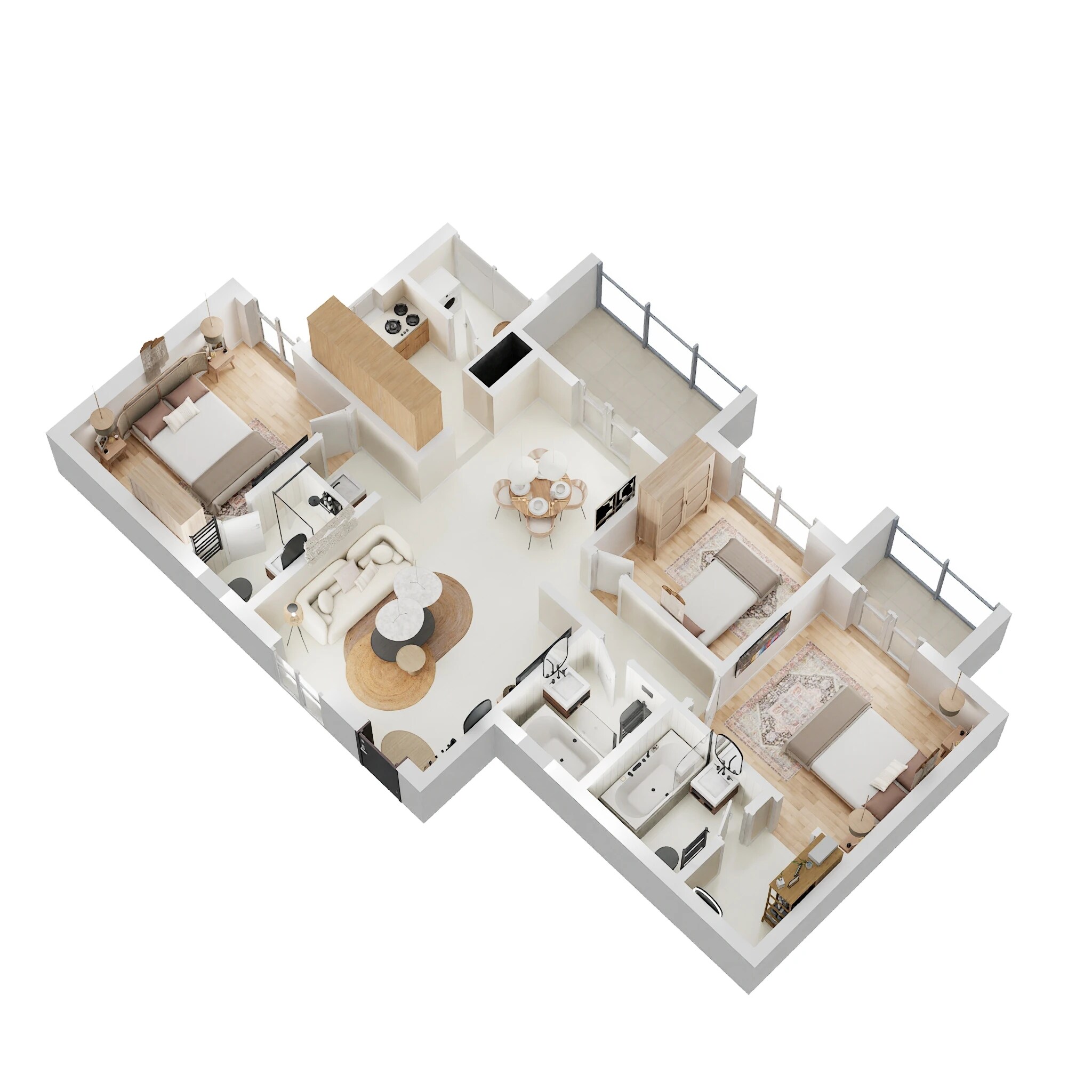 Floor plan of 3 BHK 1520 Sq. Ft. Apartment in Meda East Winds, Bangalore
