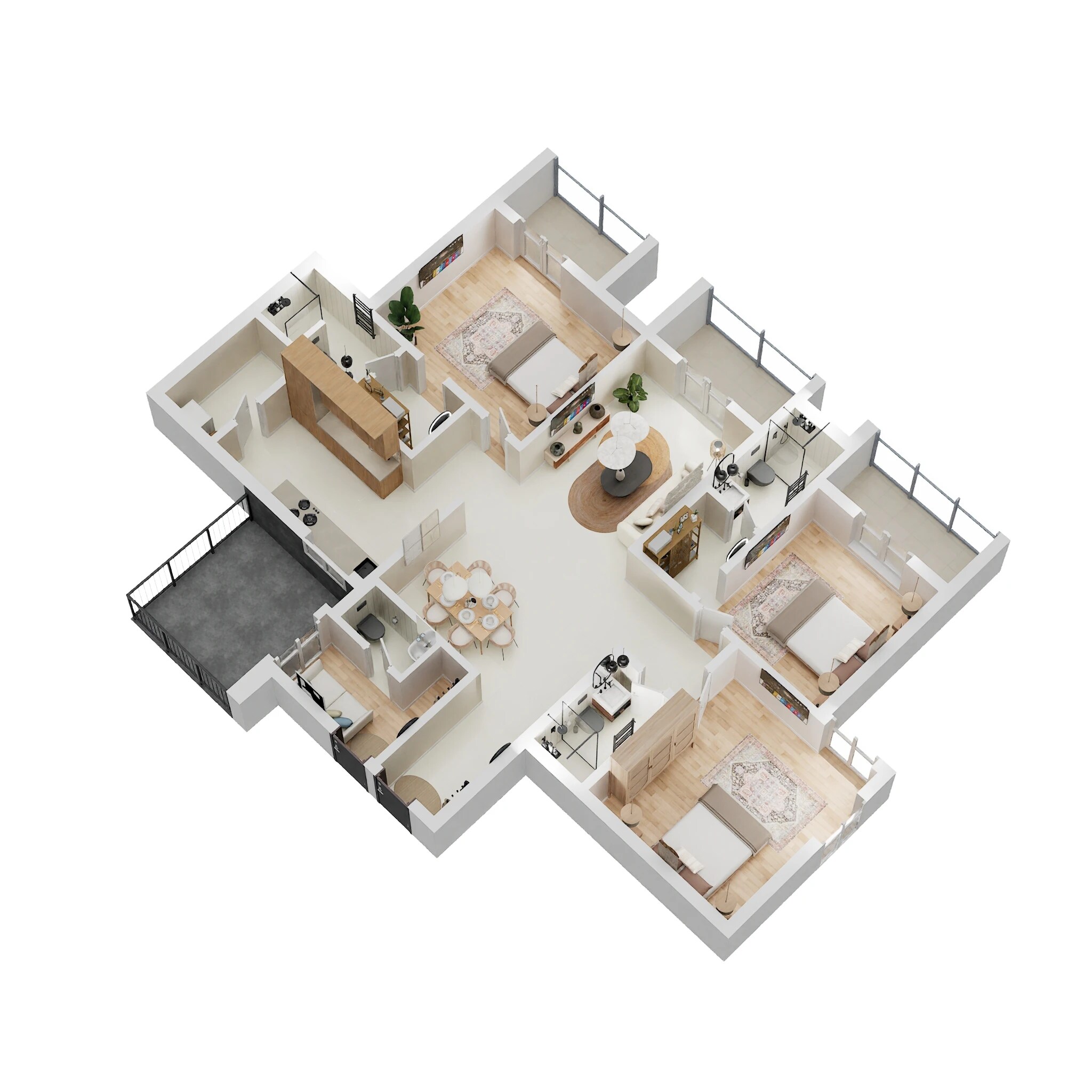 Floor plan of 3 BHK 1880 Sq. Ft. Apartment in Meda East Winds, Bangalore