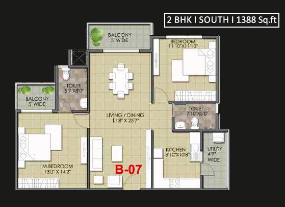 2 BHK 1388 Sq. Ft. Apartment