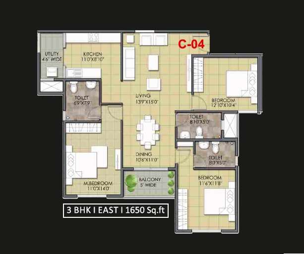 meda greens apartment 3 bhk 1650sqft 20235419005426