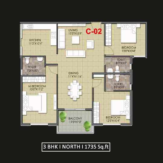 meda greens apartment 3 bhk 1735sqft 20235419005433