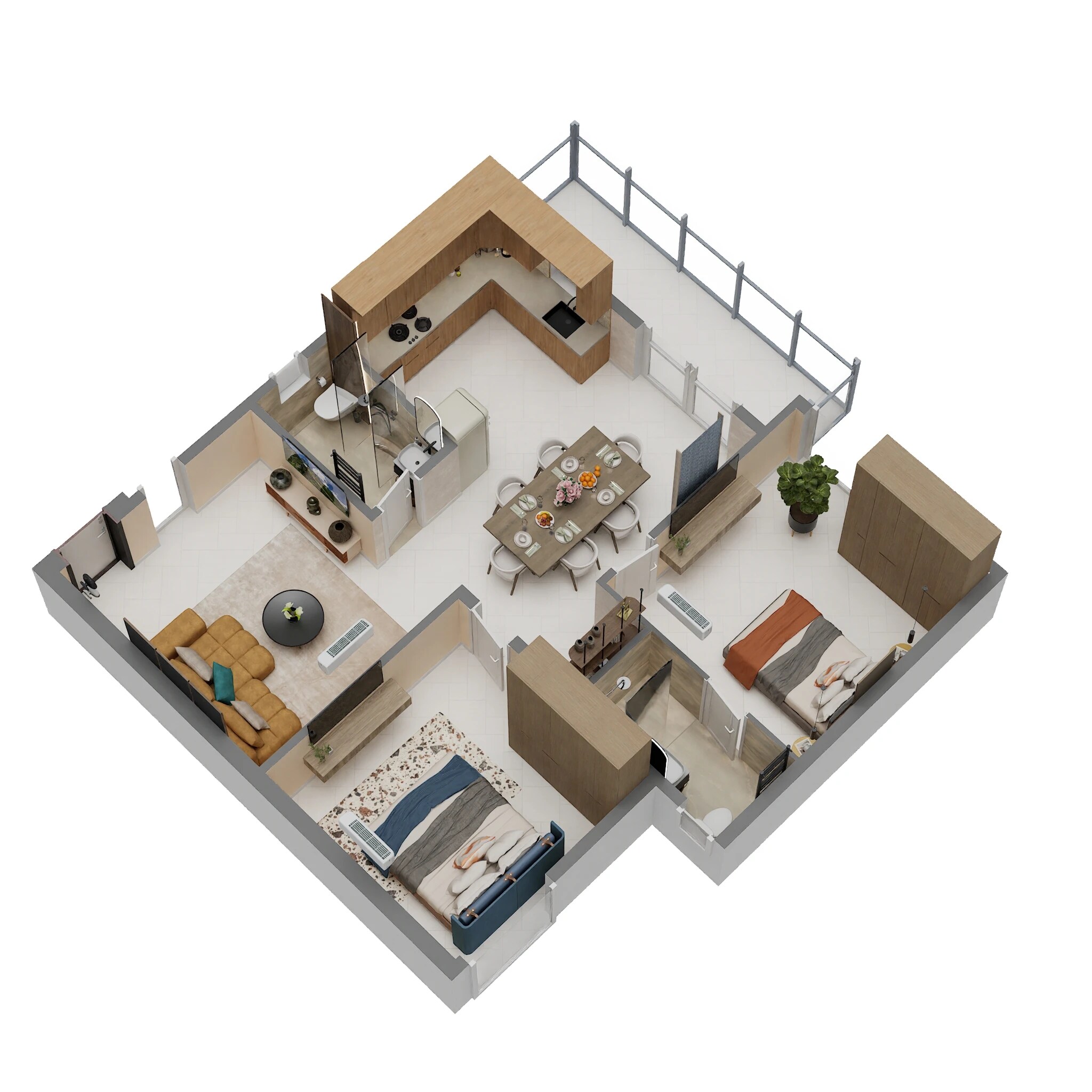 Floor plan of 2 BHK 1230 Sq. Ft. Apartment in Mighty Yuva, Bangalore