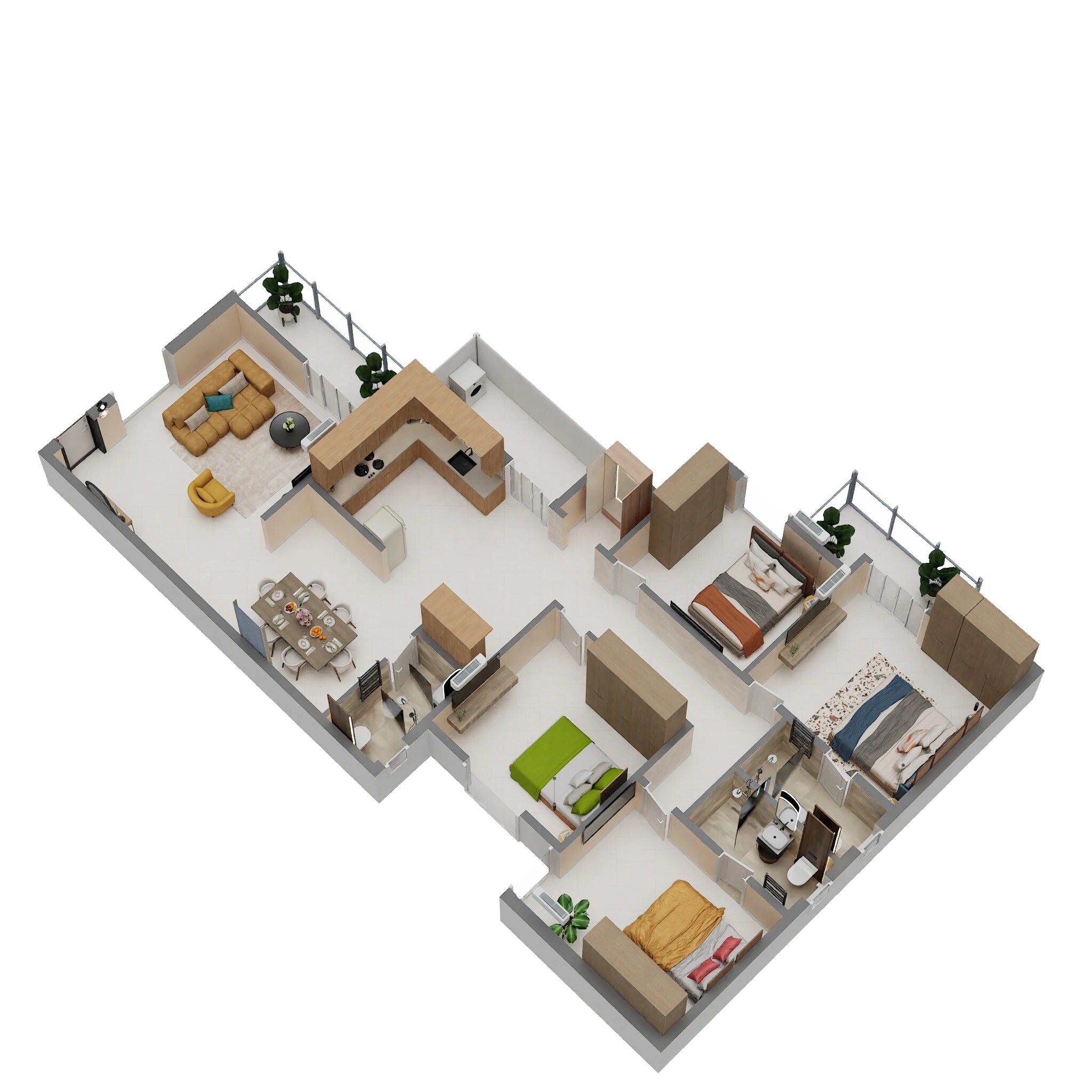 Floor plan of 4 BHK 2100 Sq. Ft. Apartment in Mighty Yuva, Bangalore