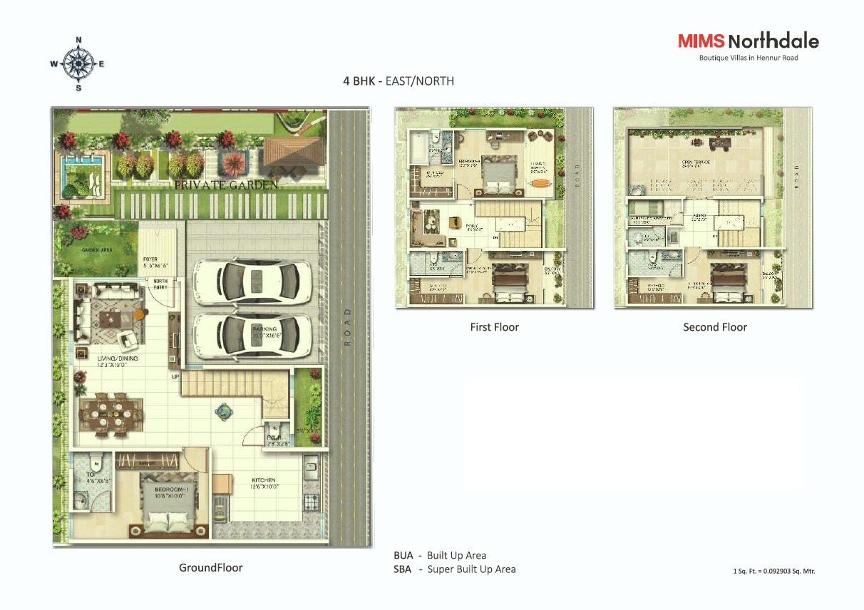Floor plan of 4 BHK 3050 Sq. Ft. Villa in MIMS Northdale, Bangalore