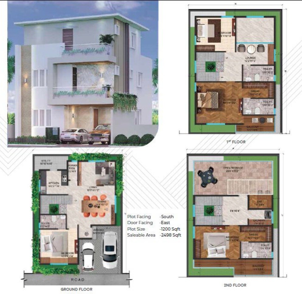 Floor plan of 4 BHK 2498 Sq. Ft. Villa in Mishita Urban Glen, Bangalore