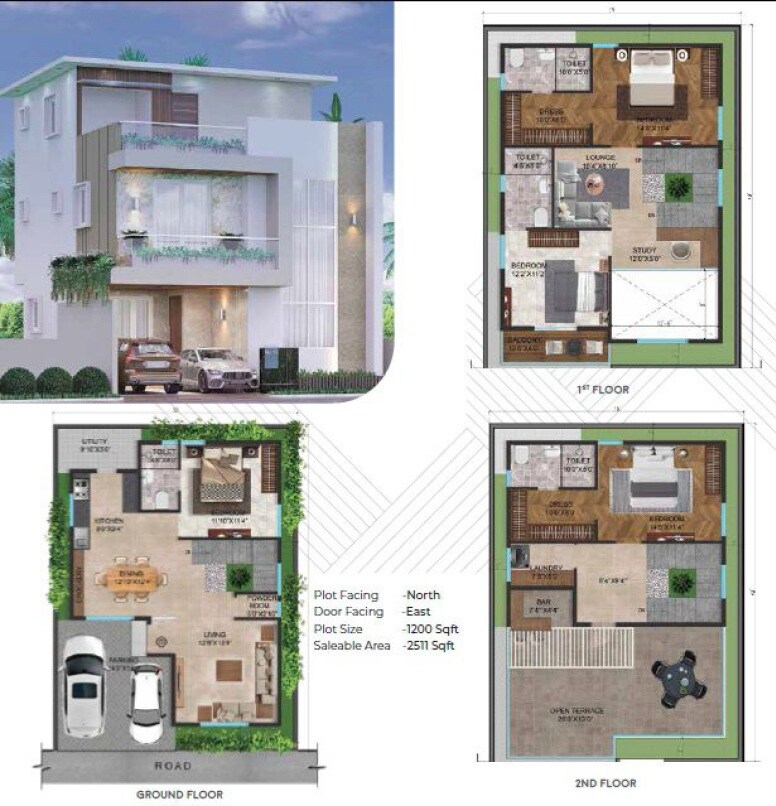 Floor plan of 4 BHK 2511 Sq. Ft. Villa in Mishita Urban Glen, Bangalore