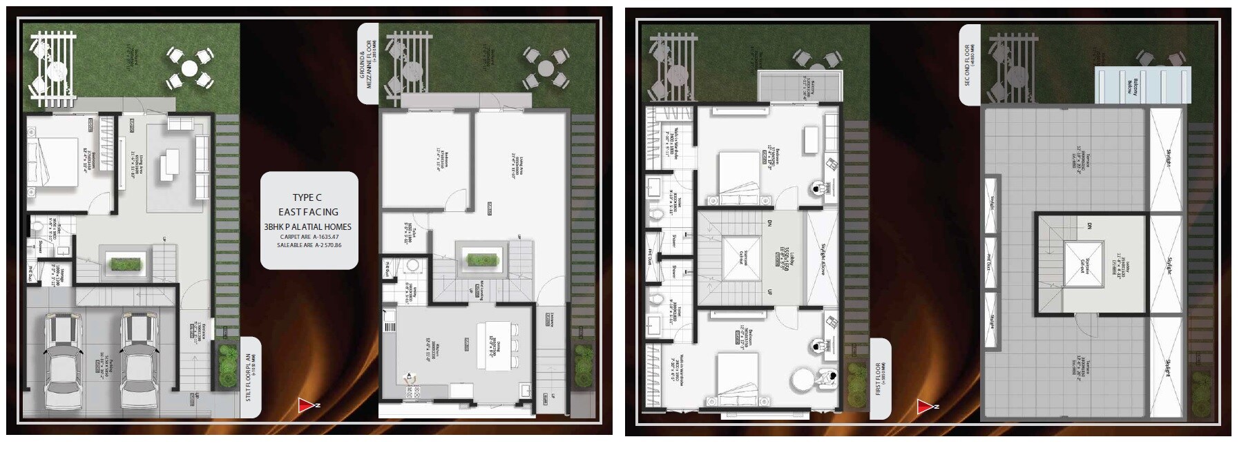 Floor plan of 3 BHK 2570 Sq. Ft. Villa in Mitta Orrin, Bangalore