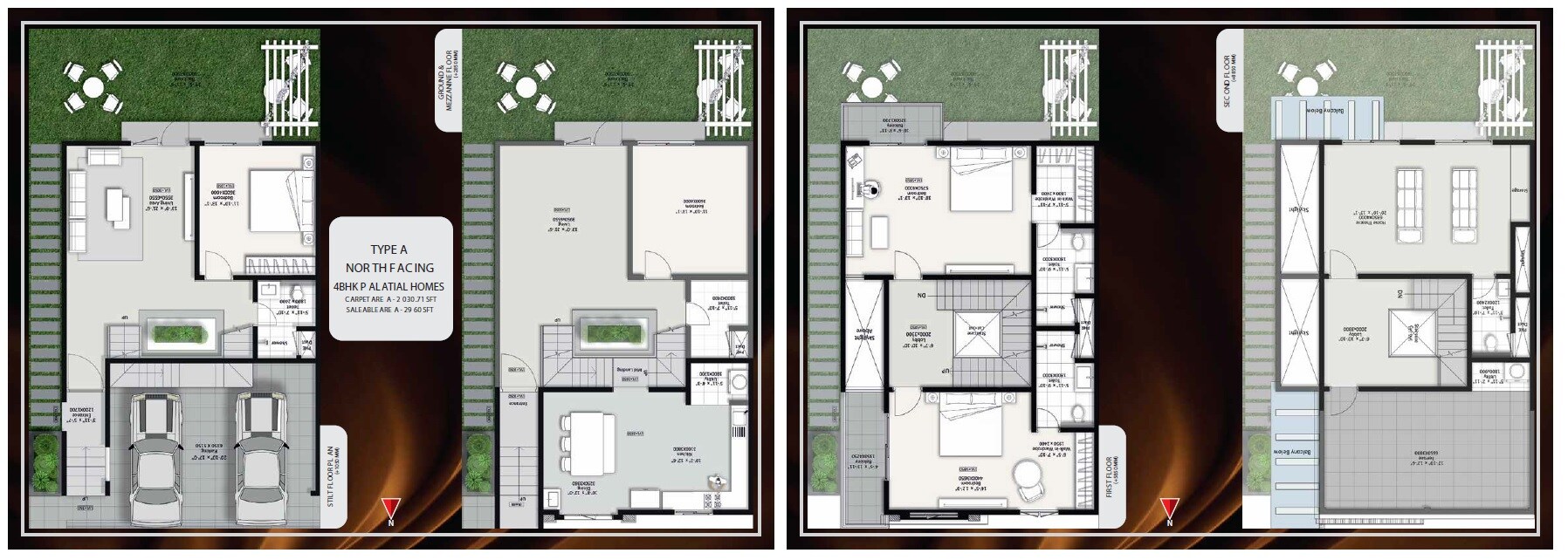 Floor plan of 4 BHK 2959 Sq. Ft. Villa in Mitta Orrin, Bangalore