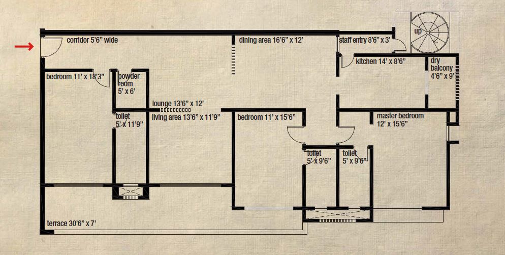 Floor plan of 3 BHK 2590 Sq. Ft. Apartment in Mittal Mermit Auriga, Bangalore